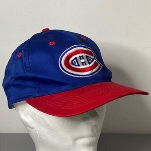 Vintage NHL Montreal Canadiens The Game SnapBack Hat Cap Red Blue Arch Script